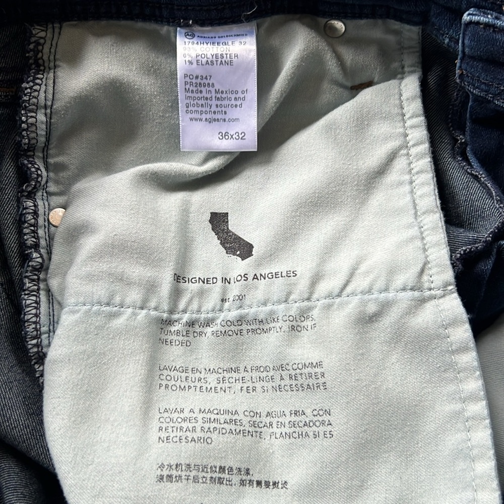 AG The Everett Slim Straight Denim Jean Mens Sz 36 x 32 - Picture 9 of 15